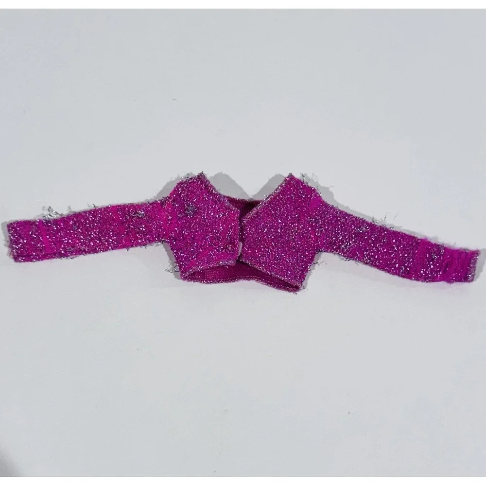 Vintage 80s Barbie & The Rockers Pink & Silver‎ Tinsel Sparkly Jacket Cardigan